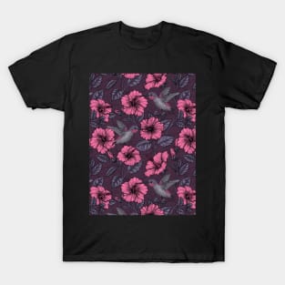 Night tropical garden pink and violet T-Shirt